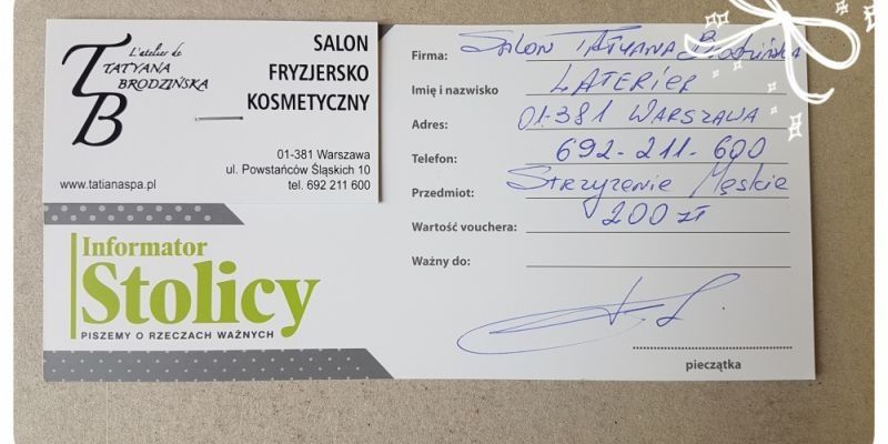 Rozwiązanie konkursu - Wygraj voucher do Salonu Piękności Tatyana Brodzińska o wartości 200 zł! - męskie strzyżenie