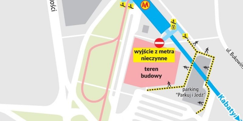 Najpopularniejsze wyjście ze stacji metra Wilanowska zamknięte