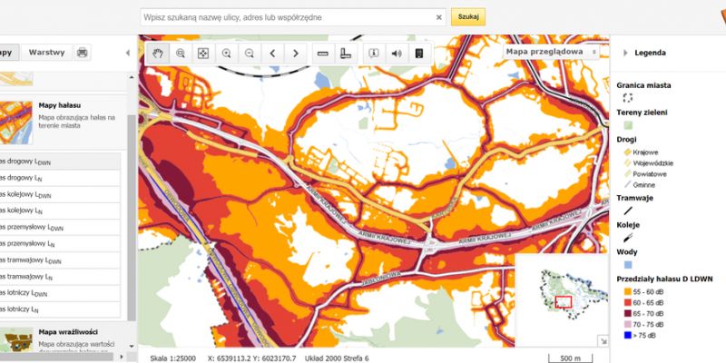 Mapa hałasu Gdańska. Każdy może sam łatwo sprawdzić, jak głośno ma wokół domu lub w miejscu pracy