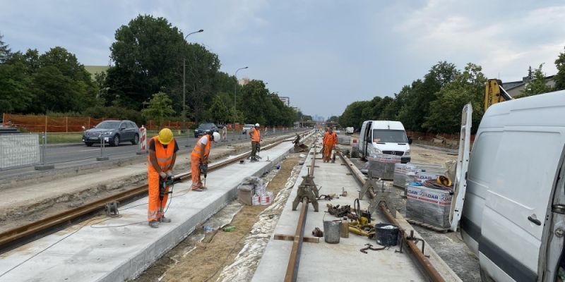 Budowa torów do Wilanowa - od poniedziałku zmiany na Sobieskiego, al. Wilanowskiej, al. Rzeczypospolitej, Gagarina i Czerniakowskiej