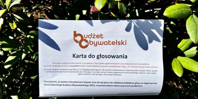 W poniedziałek rusza głosowanie w Sopockim Budżecie Obywatelskim 2023