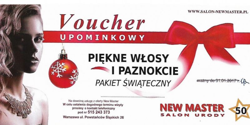 UWAGA KONKURS NOWOROCZNY! Wygraj VOUCHER UPOMINKOWY – PIĘKNE WŁOSY i PAZNOKCIE w SALONIE URODY NEW MASTER!