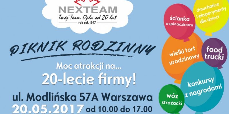 Piknik Rodzinny z okazji  20-lecie istnienia  NEXTEAM!