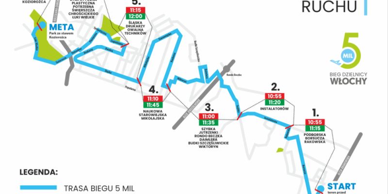 5 MIL. Bieg Dzielnicy Włochy – zmiany w organizacji  ruchu.