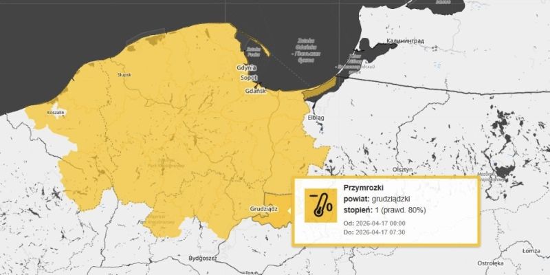 Alert IMGW dla Pomorza – spadek temperatury i gęste mgły