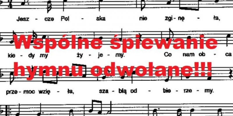 Wspólne śpiewanie hymnu odwołane przez covid