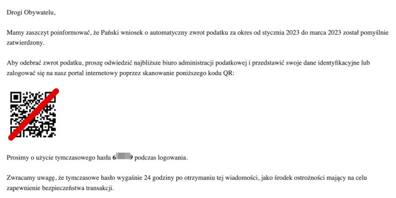 Dostałeś  e-mailami o zwrocie podatku  , uważaj to oszustwo.