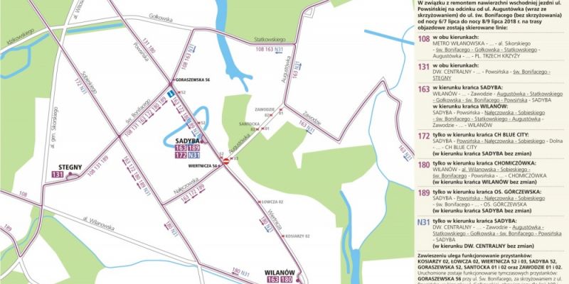 Drogowcy pracują – zmiany na ulicy Powsińskiej i Łodygowej