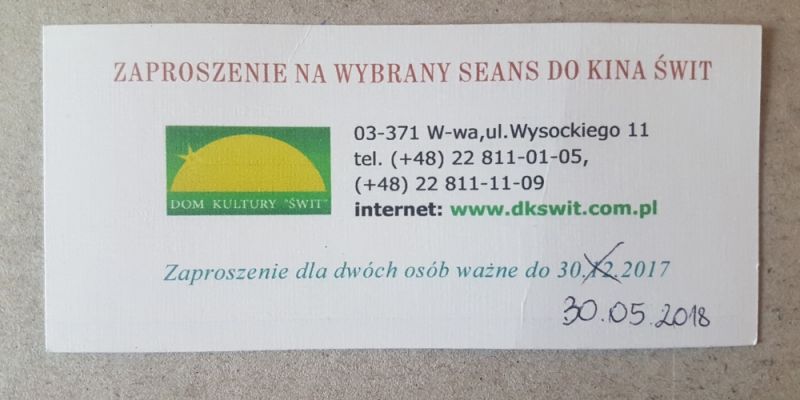 Rozwiązanie konkursu  - Wygraj podwójne zaproszenie do Kina Świt!