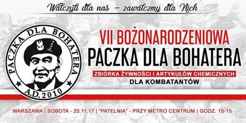 "Paczka dla Bohatera" - zbiórka darów dla kombatantów -  sobota, 25 listopada, Metro Centrum