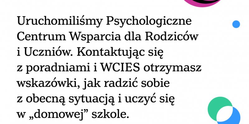 Koronawirus - wsparcie psychologiczne i dydaktyczne dla rodzin