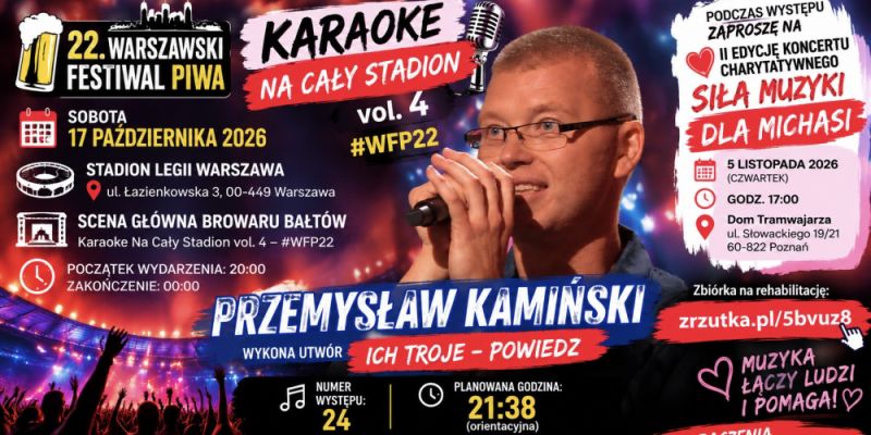 500 kilometrów dla muzycznej pasji i wielkiego serca - Przemysław Kamiński wystąpi podczas Warszawskiego Festiwalu Piwa