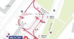 Weekendowe utrudnienia na pętli Metro Młociny